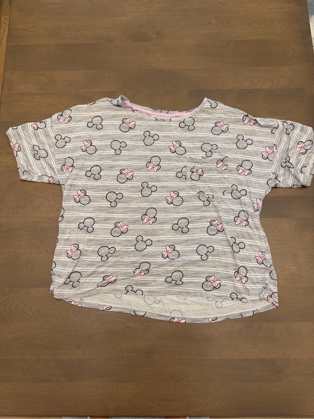 Disney Minnie Mouse Women’s Pajama Shorts Set Size Large Gray Pink